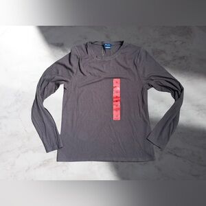 Splendid women's long-sleeve ribbed crewneck shirt in a Brown Size Medium